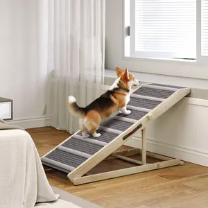 Foldable Dog Safety Ramp for Couch & High Beds, Adjustable Pet Ramp with 4 Height Settings (16"-23.5"), Non-Slip Surface, Portable Indoor & Outdoor Design for Senior Pets