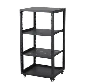 12U Network Rack with Casters Heavy Duty Open Frame IT & AV Equipment Cabinet 22-Inch Depth Black
