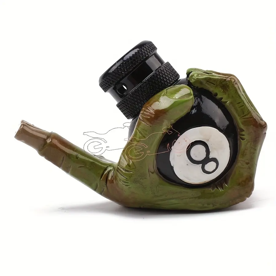 Resin Skull Handbrake Grip with Aluminum Alloy Head, Universal Manual Gear Shift Knob, Car Modification Accessory, Green Demon Hand Design, with Brake Cove