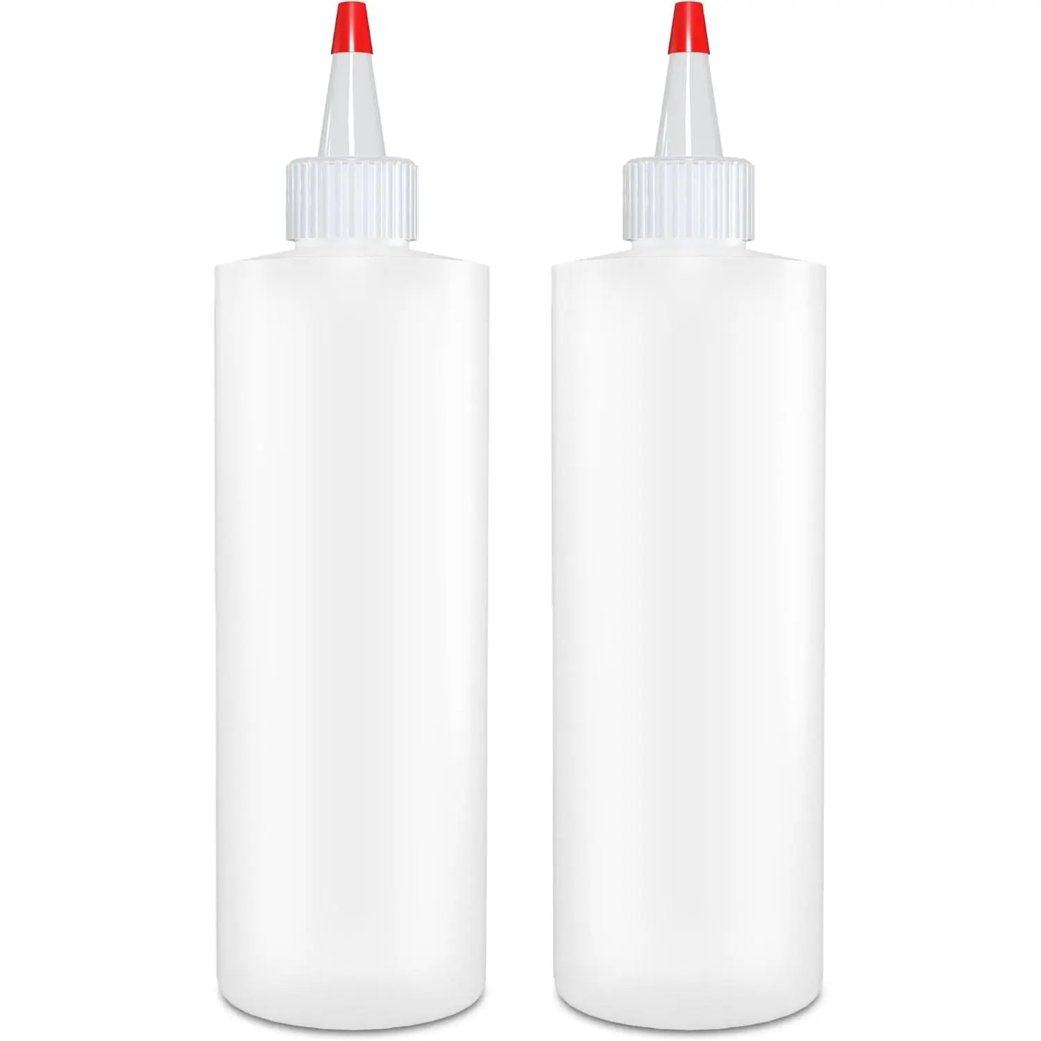 Condiment Squeeze Bottles  12 OZ Empty Squirt Bottle with Red Top Cap Leak Proof - Great for Ketchup Mustard Syrup Sauces Dressing Oil Arts and Crafts BPA FREE Plastic SET of 2