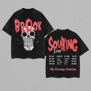 Limited Brook "SoulKing Tour" Washed Tee – Double-Sided Print Oneeeee Piece Shirt | Vintage Streetwear Unisex T-Shirt | Heavyweight Cotton Anime Manga Tee | Gift for Anime Fans