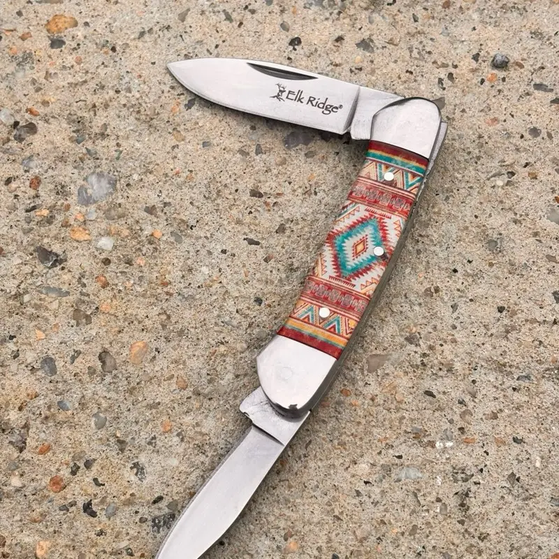 Navajo Pocket Knife Butterbean 2 Blades Folding Stockman Manual Opening Classic Retro Style with Traditional Design