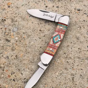 Navajo Pocket Knife Butterbean 2 Blades Folding Stockman Manual Opening Classic Retro Style with Traditional Design