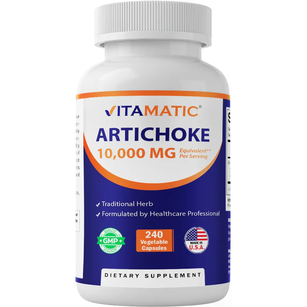 Vitamatic Daily Magnesium Supplement with 10X Artichoke Extract - 1000mg Vegetarian Capsules, 240 Count, Non-GMO, Gluten-Free, US-Made Dietary Selfcare Supplement