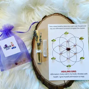 Crystal Grid Attract Healing Flower of Life Law Of Attraction Gift Set