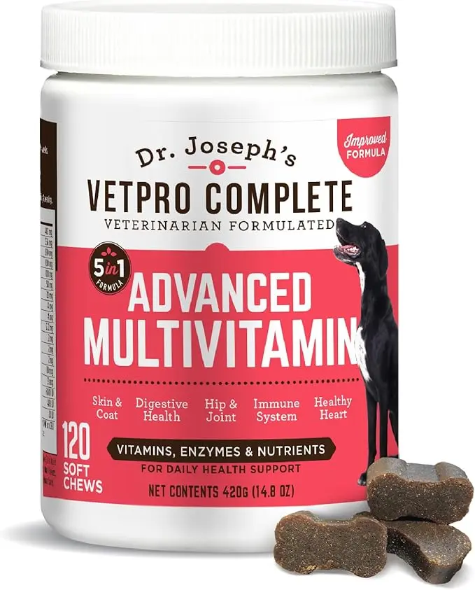 Dr. Joseph's VetPro Complete Advanced Multivitamin Dog Chews 120ct - Vet Formulated for Digestive Skin Joint Heart & Immunity Health - Supplements