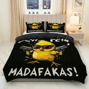 3PCS Duvet Cover Set, 1 Duvet+2 Pillowcases(Without filler), Cool Funky  Chick Humor theme, Bedding set, Funny Bedroom Decor Suitable for decoration Bedroom Dorm Apartment Studio.