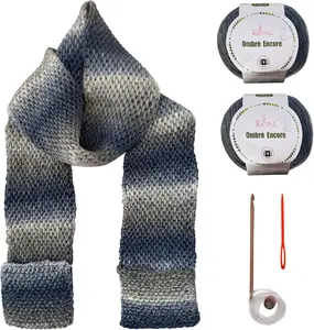 KnitPal Pocket Scarf Tunisian Crochet Kit | Bulky Ombre Yarn, Tunisian Hook | Pattern & Video Guide | Confident Beginner