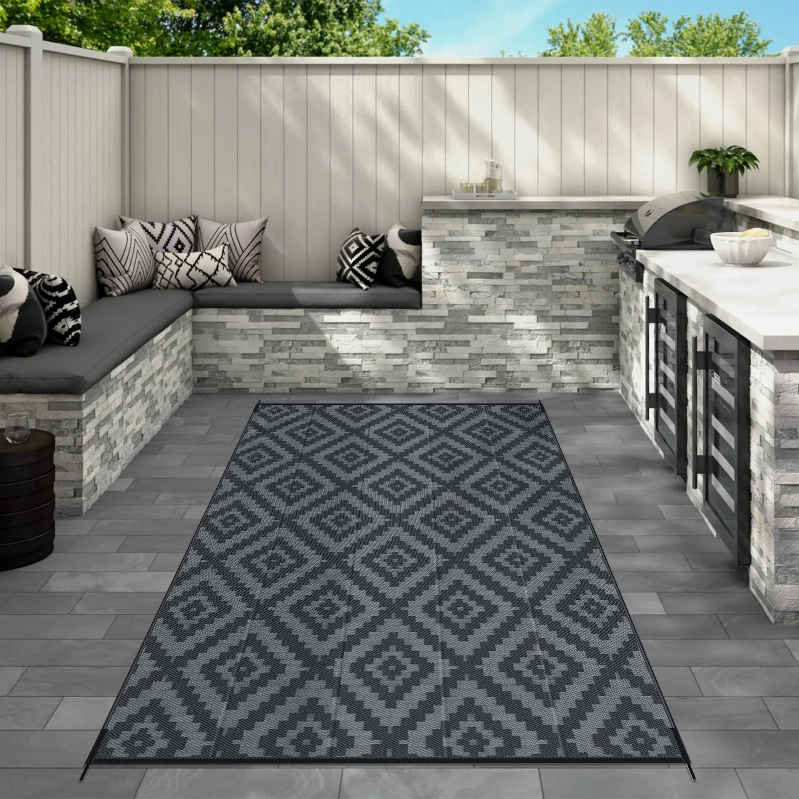 Outdoor Rug 9x12 ft Waterproof Patio Rug Area Rug for Living Room Outdoor Carpet for Patio Balcony Picnic Beach Boho Grey Outdoor Rug 9x12 ft Waterproof Patio Rug Area Rug for Living Room Outdoor Carpet for Patio Balcony Picnic Beach Boho Grey