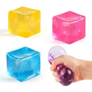 Square Stress Cube – Ice Cube Squishy Toy for Kids & Adults | Fidget Cube, Non-Toxic Sensory Squishy Ball, Decompression Squeeze, Stress Relief & Anxiety Toy