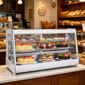 8.1 Cu.Ft Commercial Display Refrigerator, 2-Tier Air-Cooled Showcase with Auto Defrost & LED Light, for Bakery Cafe, White