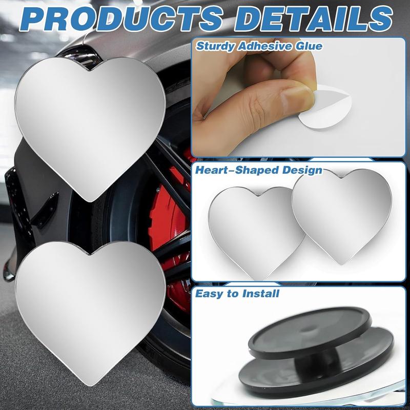 【NewYear2026】2-Pack Heart-Shaped Blind Spot Mirrors – Adjustable, Removable Wide-Angle Convex Rearview Mirrors for Cars, SUVs, Enhanced Safety, Universal Fit