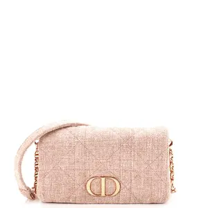 Pre-owned Dior Linen Shoulder Bags Christian Caro Bag Macrocannage Quilt Small by Rebag