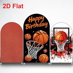 15-day 2D Flat Delivery Basketball Happy Birthday Arch Backdrop Cover for Sports Theme Party Photo Booth
