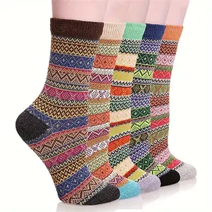 10 pairs of Nordic knitted comfortable women's socks with ultra thick and warm winter insulation design, ideal for cold weather