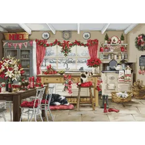 Christmas Farmhouse Kitchen BU5053L Counted Cross-Stitch Kit