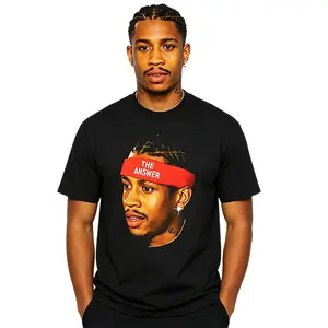 Allen Iverson The Answer Retro Vintage 90s Style Graphic T-Shirt, Basketball Legend Fan Tee, 100% Pure Cotton Oversized Unisex Short Sleeve Shirt, Black Streetwear Casual Classic Top for Men Women, Sizes S-3XL Available