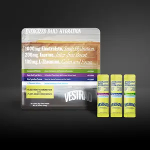 Vestrao Energized Daily Hydration Powder - 1000mg Scientific Electrolyte Blend with Taurine, L-Theanine, Coconut, Blue Spirulina Protein, Acai, Matcha - 12-16 fl oz Low Fat, Sugar-Free Stick Packs, Natural Supplements with Multiple Focus Boost Benefits, H