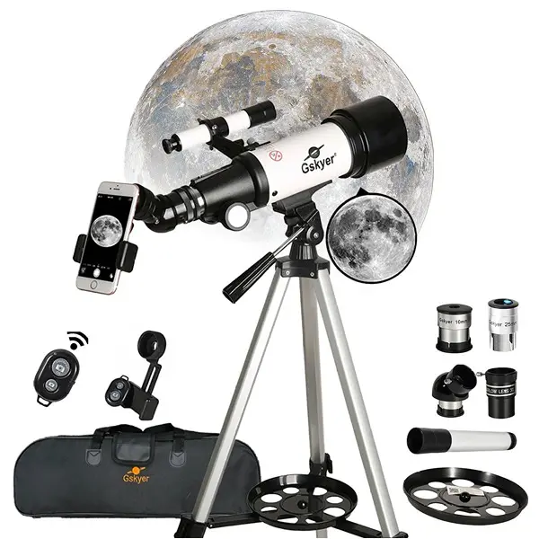 Gskyer Powerful Telescope (AZ70400) - 70mm Aperture, 400mm AZ Mount Aluminum Scope with German Tech, 3x Barlow Lens, 5x24 Finder Scope, Wireless Function, Carry Bag, Sturdy Durable Telescopic for Beginner Kids, Family, Girls & Teen Boys Christmas Gifts