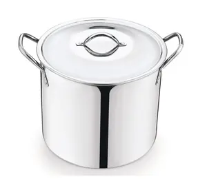 Qt Stainless Steel Stock Pot with Metal Lid, Ultra Durable, Stay-Cool Handles, Hand Wash Only, Cookware
