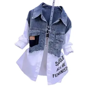 Women's Feminists Denim Shirt Vest for Casual Style - Womenswear casual jacket