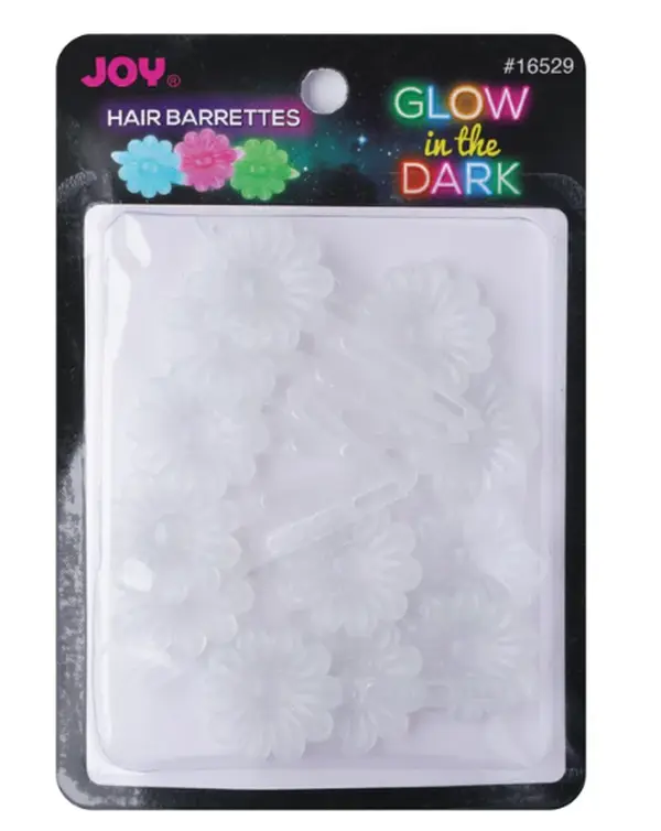 Joy Barrettes Glow-in-the-Dark, 12 Pieces, White Daisy