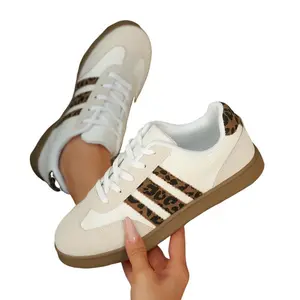 Women's Sneakers - Comfortable low-top lace-up sneakers with thick rubber soles and leopard print design, perfect for all seasons, Casual Shoes | Fashion | Comfortable Shoes, Women's Tennis Shoes, Animal Print Women's Tennis Shoes