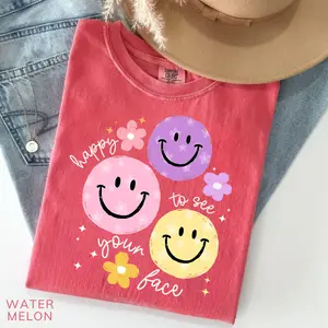 Comfort Colors Happy To See Your Face Shirt, Teacher Shirt, Teacher Appreciation Gift, Back to School Gift, New Teacher Gifts, Teacher Tee women back to schools shirt