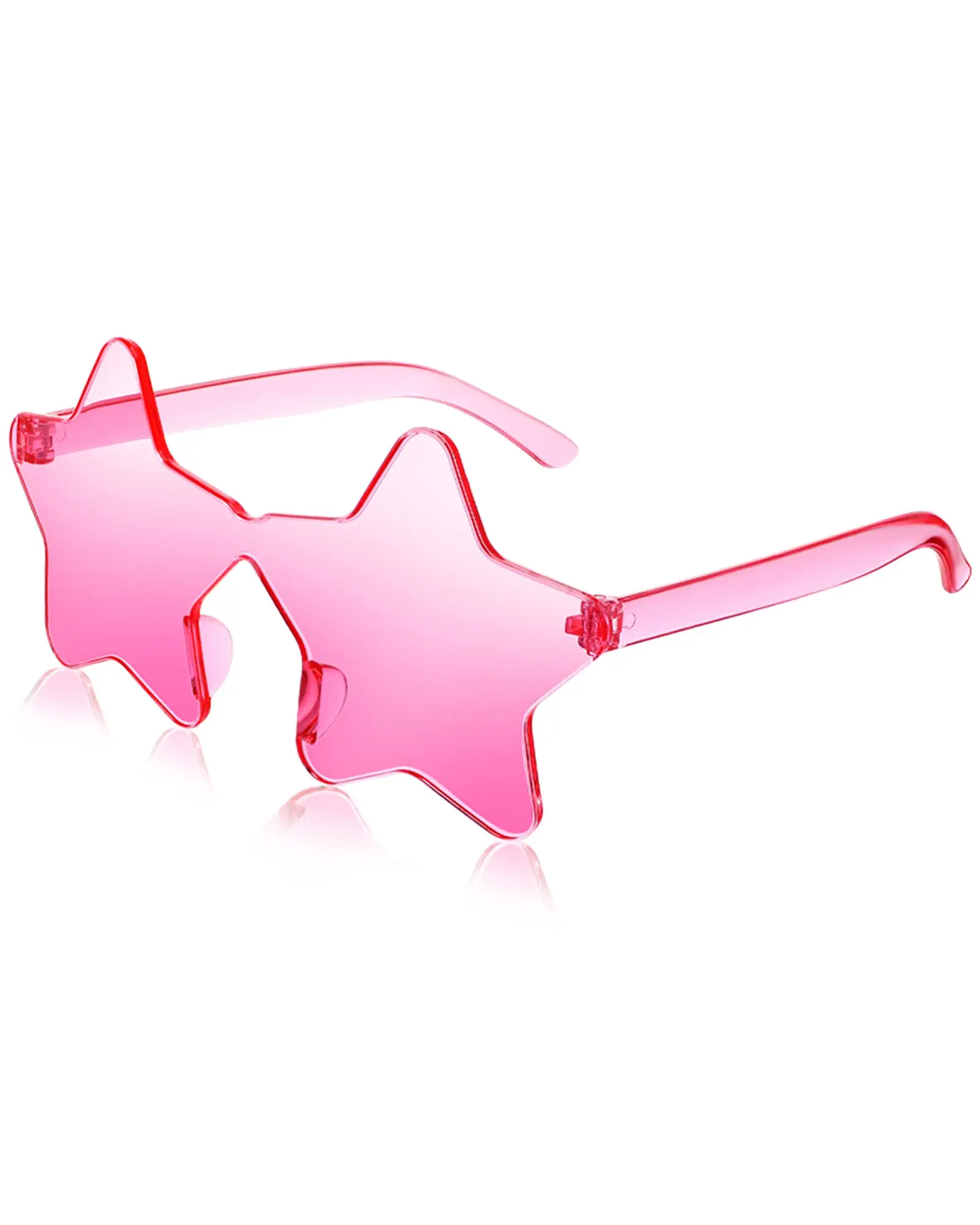 Unisex Rimless Star Sunglasses with Candy-Colored Gradient Lenses, UV-Protection, Lightweight Street-Style Festival Eyewear for Everyday Outdoor Use (Pink)