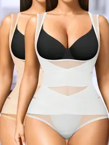 Women's Seamless Waist Trainer Bodysuits – 2-Pack Tummy Control Shaper with Lifted Rear Fit Panty Shapewear