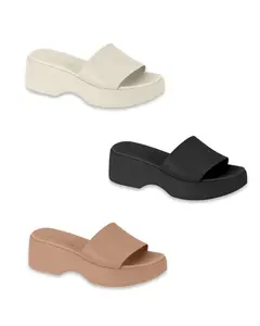 Moleca Women's Elegant Platform Slip-On Sandals - Wedge Heel, Smooth Upper, Lightweight Open-Toe Summer Footwear for Casual Wear & Everyday Walking