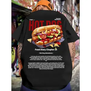 Men's Casual Y2K Style Delicious Hot Dog Pattern Printed Short Sleeve T-Shirt