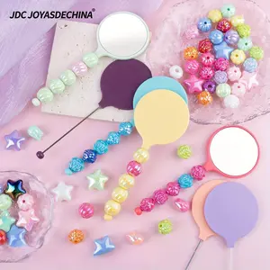 Beadable Makeup Mirror/comb/makeup Brush, Portable Handheld Plastic Handle, Women's Beauty Tools, Includes Makeup Brushes, Comb, and Mirror, Perfect for DIY Beaded Crafts, Gift for Women's Holidays and Mother's Day