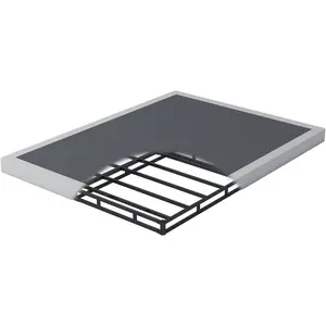 Box Spring Full Size Bed 4 Inch - Heavy Duty Box Spring Mattress Foundation Metal Bed Base with Fabric Cover, Noise Free Easy Assembly Non Slip 3000lbs Max