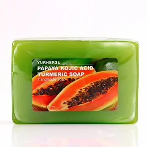 Papaya Vitamin C Brightening Soap, Contains Arbutin, Tea Tree Oil, Coconut Oil, Purifies Nourishes Skin, Face & Body, Natural Gentle Exfoliating Soap