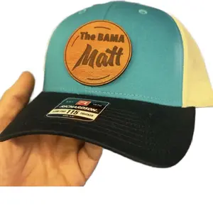 Richardson 112 - The Bama Matt Hat - Teal & Cream Trucker Cap with Leather Patch and Adjustable Fit