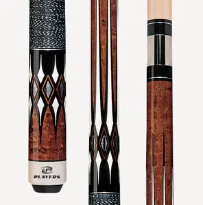 Players Antique Look Curly Maple & Black Billiards Cue, Maple Wood, Black/White Linen Wrap, 15 in