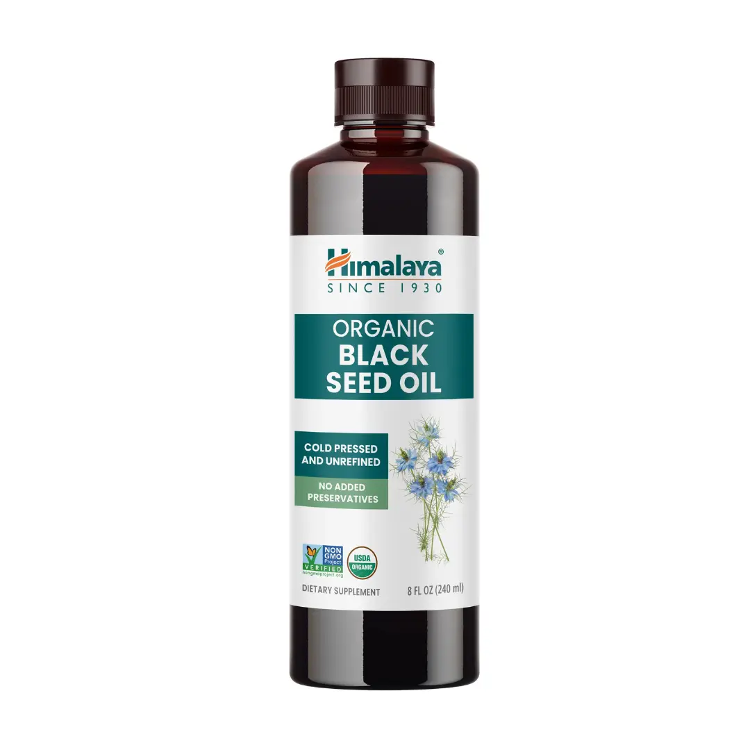 Himalaya Organic Black Seed Oil - Cold-Pressed, Unrefined, 0.5% Thymoquinone - 8 oz (23 mg/tsp)