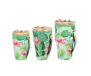 3Pack Iced Coffee sleeve Insulated Neoprene Cup Sleeves with handle For Cold Drinks Beverages, Reusable Cup Holder for 22-42oz Coffee Cups (Boho), sleeves