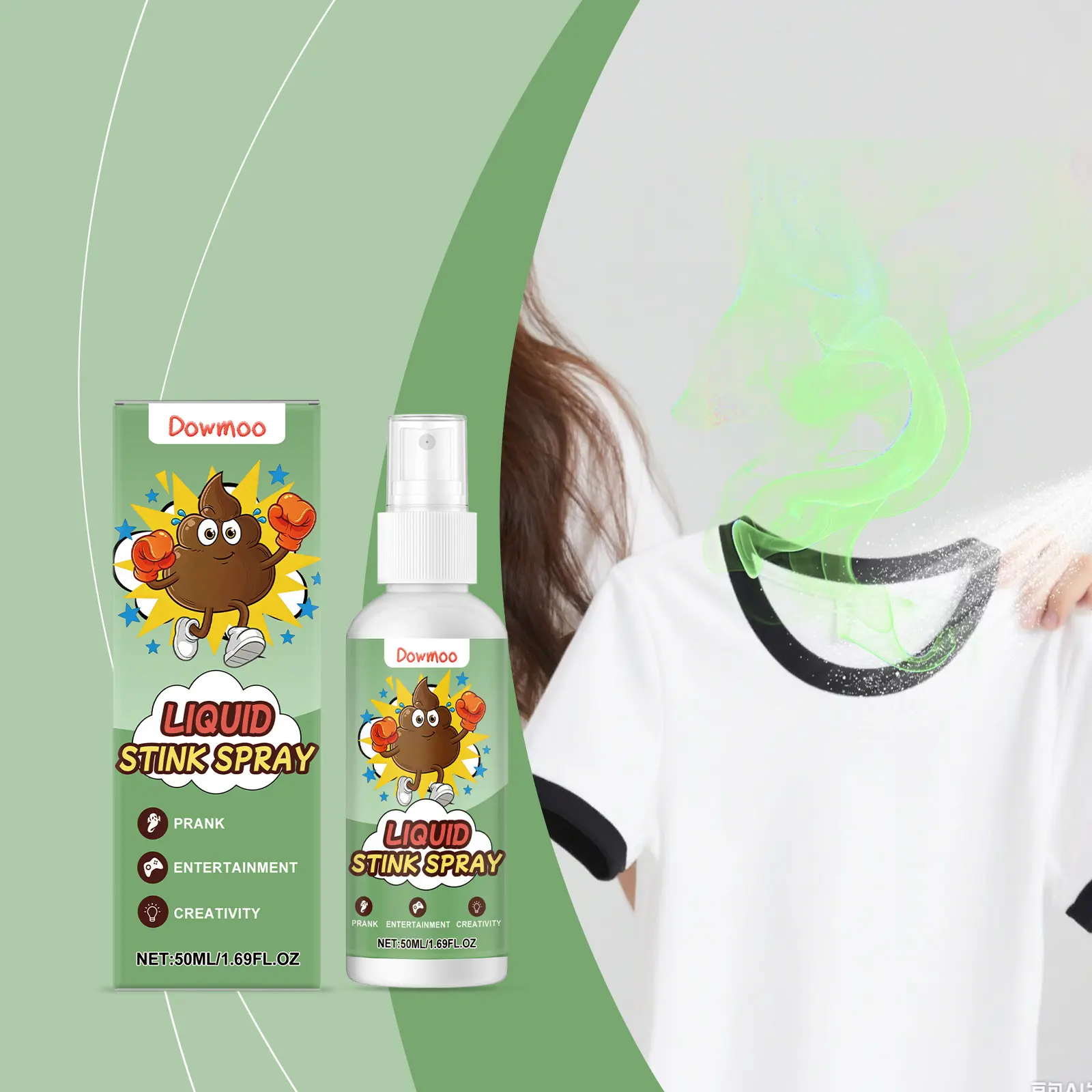 Dowmoo Realistic Fart Odor Prank Spray - Long-Lasting Stink Bomb Gag Toy, Party Gift for April Fools, Halloween (Festive & Party Supplies)