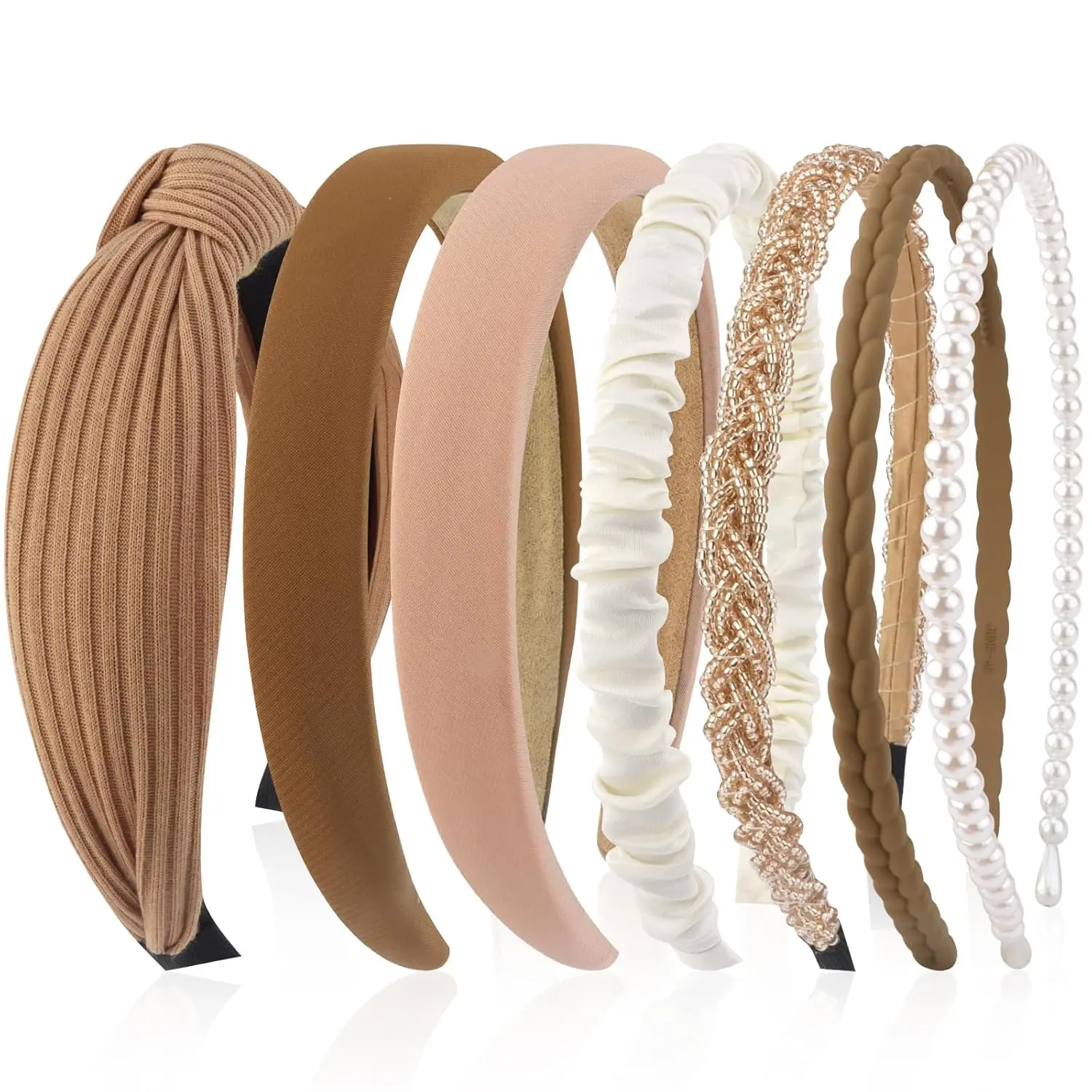 7 count Different Headbands for Women Fashion Brown Knotted Solid  Bands  Headband Non Slip Hair Band for Womens Thin Thick Short Hair  Wash Hair Accessories Gifts for Women Gilrs