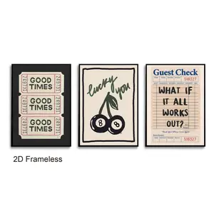 Set of 3: Vintage “Good Times” Ticket Poster, Nostalgic Style, Bar Tab, “If All Goes Well” Quote, “Good Luck” No. 8 Ball, Cherry Art, Home Decor Art—Perfect for bar carts and dorm rooms. Flat, unframed.