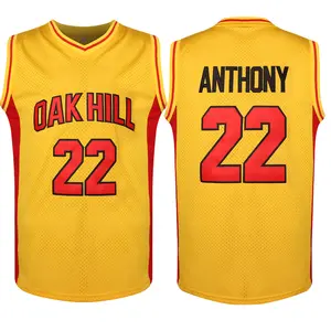 Men's Embroidered Basketball Jersey #22 OAK HILL ANTHONY #15 DENVER ANTHONY V-Neck Breathable Fabric Machine Washable All-Season Casual Streetwear Durable Sportswear Game Day Outfit
