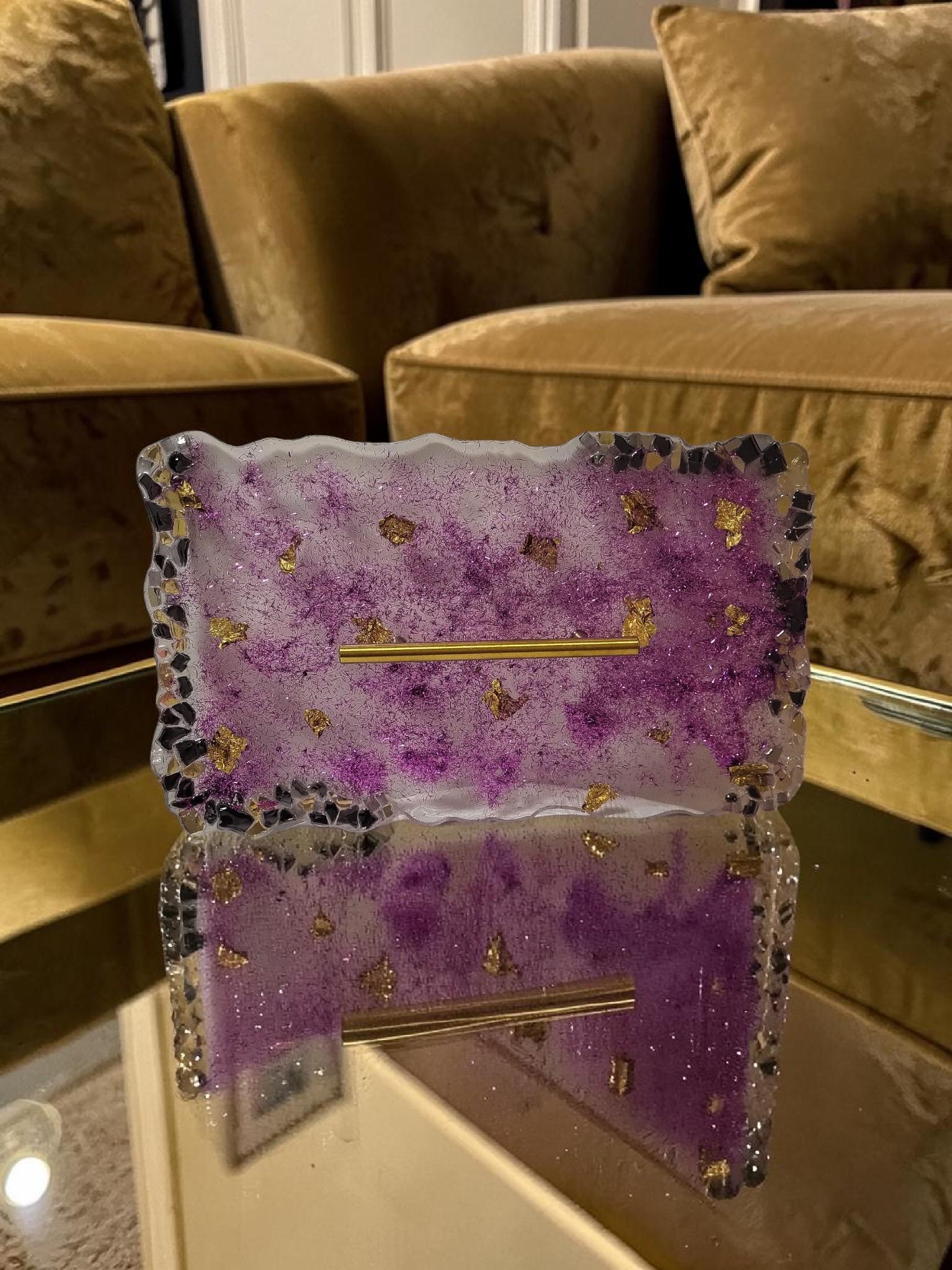Home Decor 3D crystallized Purple and Gold Colored tray