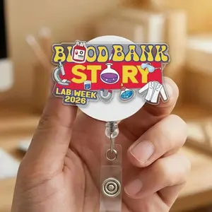 Lab Story Lab Week 2026 Retractable Badge Reel, Medical Lab Tech ID Holder Gift