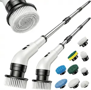 Electric Spin Scrubber, Cordless Shower Scrubber with IPX7 Waterproof, Electric Cleaning Brush, Multi-Surface Use, Long Battery Life, 5 Adjustable Speed &3 Extendable Handle, 9 Replaceable Brush Heads, Multi-Purpose Cleaning Kit for Bathroom & Kitchen