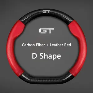 38CM Carbon Fiber leather Car Steering Wheel Cover Breathable Anti Slip Cover For Ford Mustang Shelby GT GT500 GT350 Car Styling Accessories Steering Wheel Protector