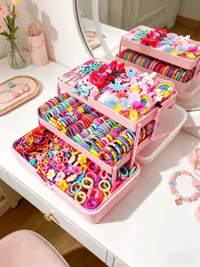 719pcs Rainbow Series Hair Accessories Gift Box Set for Little Girls. Includes 3-layer storage, hundreds of unicorn, star, BB clips, flower loops, bands. Great for daily hairstyle design & holiday gifts.