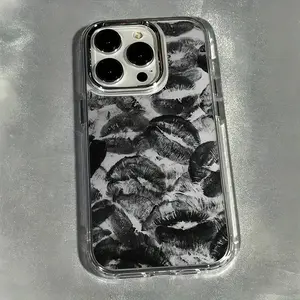 Background Lip Pattern Shockproof Protective Phone Case for iPhone 7/8/x/XS/XR/XS Max/11/12/13/14/15/16/17 Pro Max, Gift for Women and Men