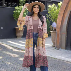 Floral Patchwork Kimono Duster
